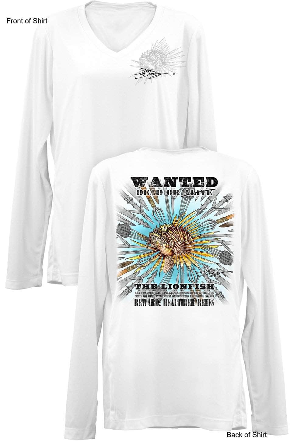 Lionfish Wanted-SPEARS- Ladies Long Sleeve V-Neck-100% Polyester